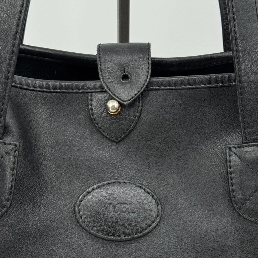 Levenger Black Leather Tote Bag Business Shoulder Purse Laptop Work Travel